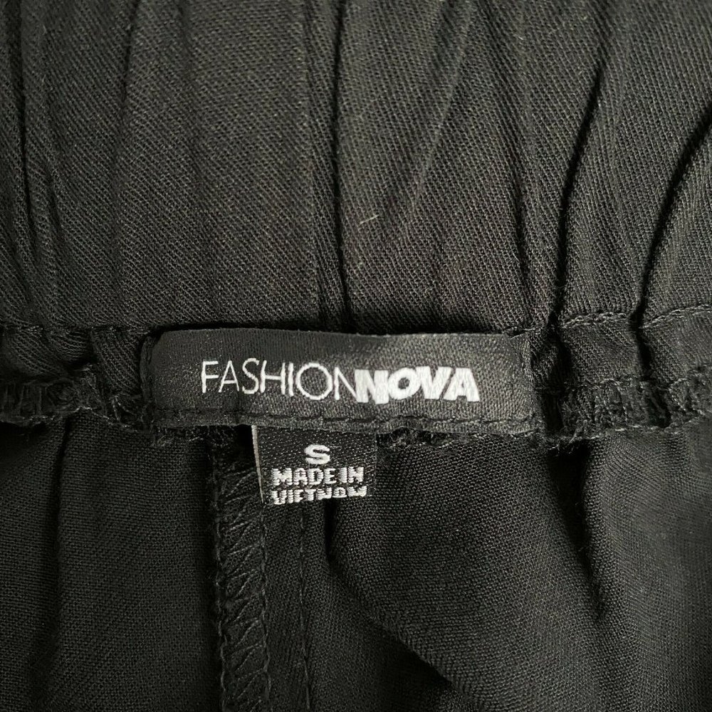FASHION NOVA Blk Soft Pull On Tie Front Pants #BM4 - Picture 6 of 9